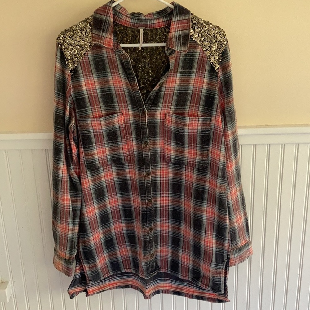 Free People flannel with sequins